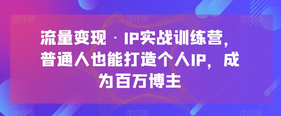 流量变现·IP实战训练营，普通人也能打造个人IP，成为百万博主-178分享