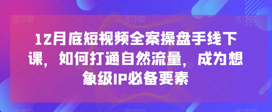 12月底短视频全案操盘手线下课，如何打通自然流量，成为想象级IP必备要素-178分享