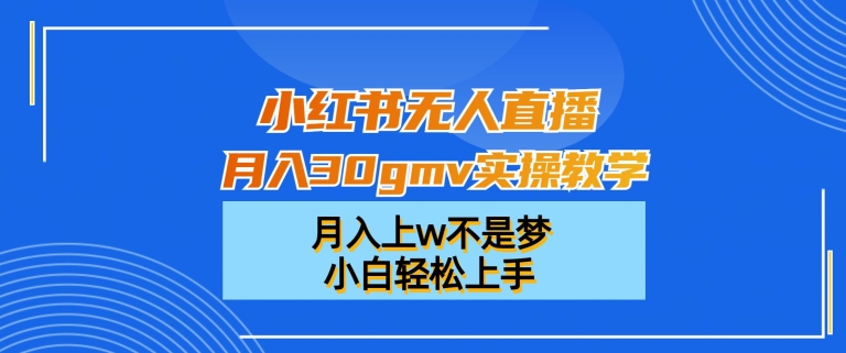 小红书无人直播月入30gmv实操教学，月入上w不是梦，小白轻松上手【揭秘】-178分享