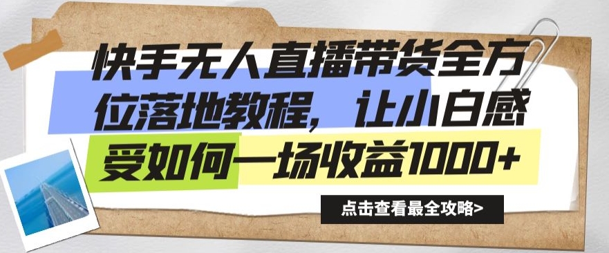 快手无人直播带货全方位落地教程，让小白感受如何一场收益1000+【揭秘】-178分享