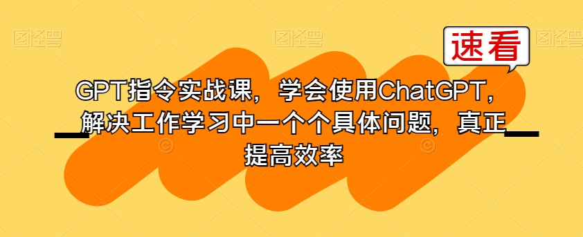 GPT指令实战课，学会使用ChatGPT，解决工作学习中一个个具体问题，真正提高效率-178分享