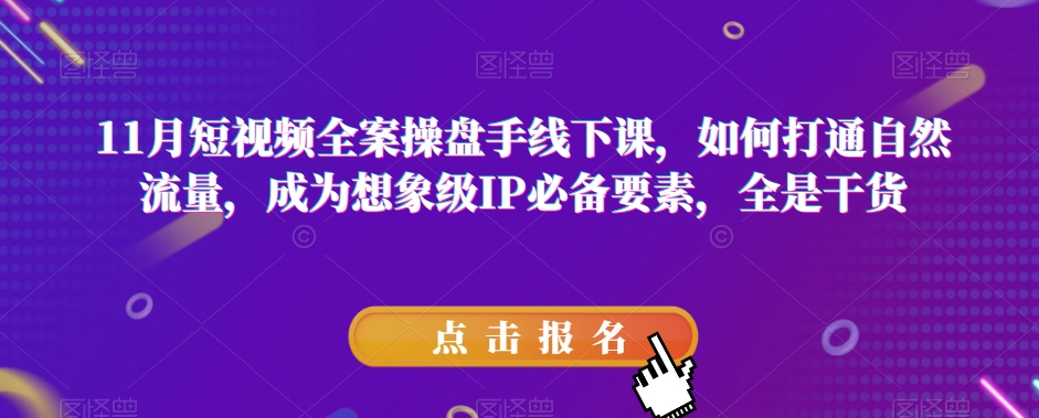 11月短视频全案操盘手线下课，如何打通自然流量，成为想象级IP必备要素，全是干货-178分享