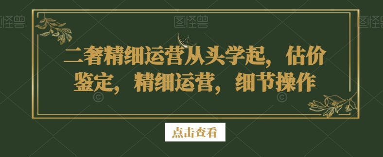 二奢精细运营从头学起，估价鉴定，精细运营，细节操作-178分享