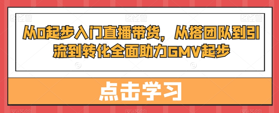 从0起步入门直播带货，​从搭团队到引流到转化全面助力GMV起步-178分享