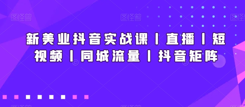 新美业抖音实战课丨直播丨短视频丨同城流量丨抖音矩阵-178分享