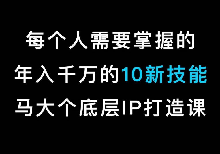 马大个的IP底层逻辑课，​每个人需要掌握的年入千万的10新技能，约会底层IP打造方法！-178分享