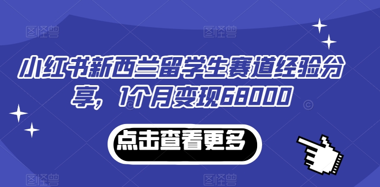 小红书新西兰留学生赛道经验分享，1个月变现68000【揭秘】-178分享