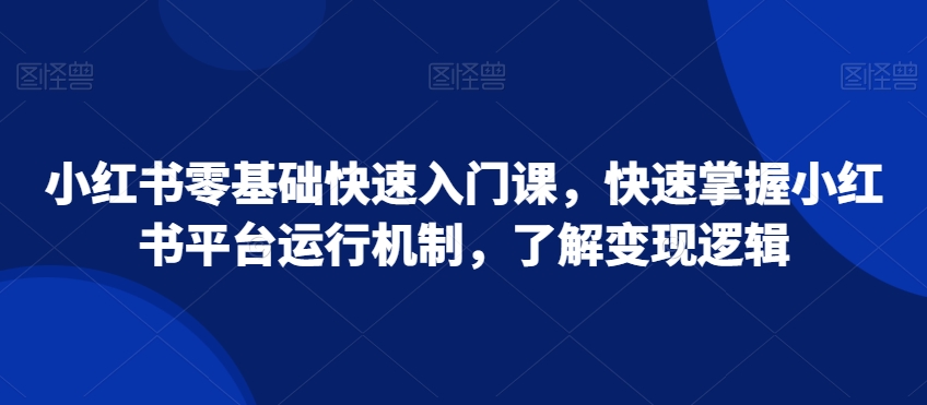 小红书零基础快速入门课，快速掌握小红书平台运行机制，了解变现逻辑-178分享