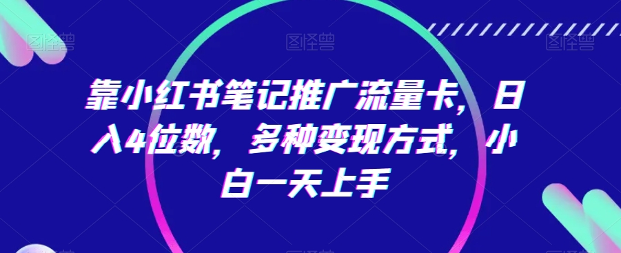 靠小红书笔记推广流量卡，日入4位数，多种变现方式，小白一天上手-178分享