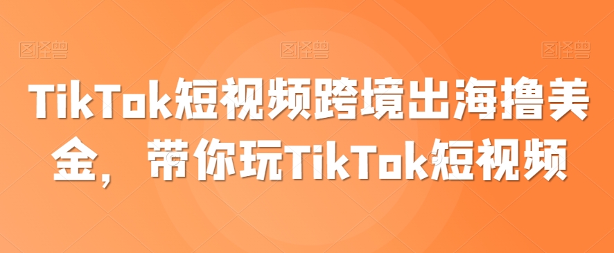 TikTok短视频跨境出海撸美金，带你玩TikTok短视频-178分享