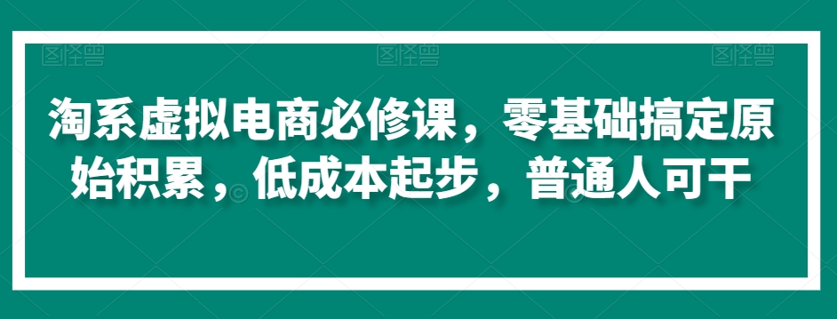 淘系虚拟电商必修课，零基础搞定原始积累，低成本起步，普通人可干-178分享