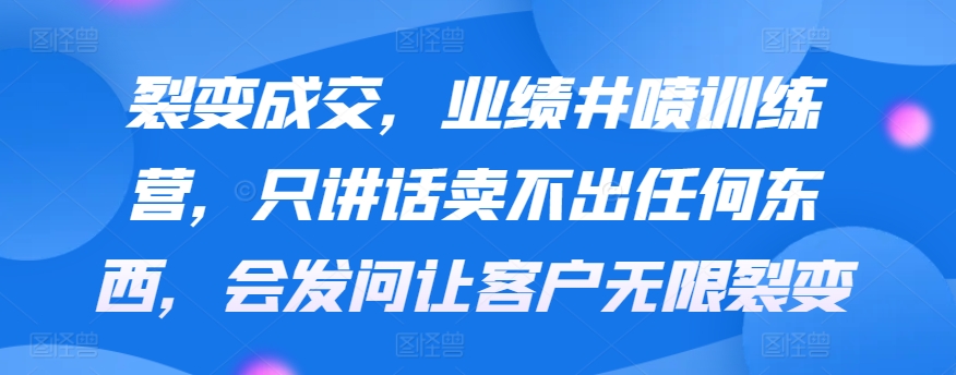 裂变成交，业绩井喷训练营，只讲话卖不出任何东西，会发问让客户无限裂变-178分享