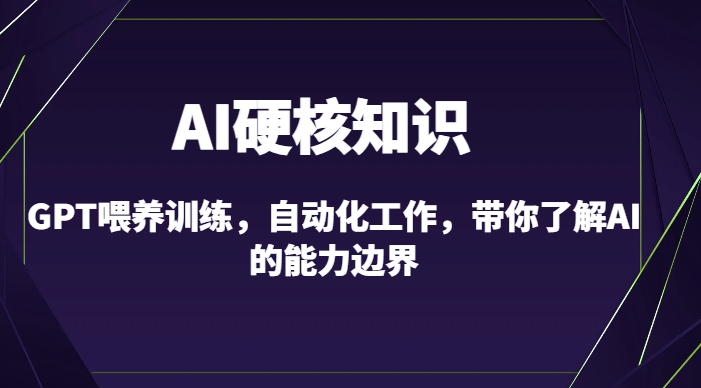 AI硬核知识-GPT喂养训练，自动化工作，带你了解AI的能力边界（10节课）-178分享