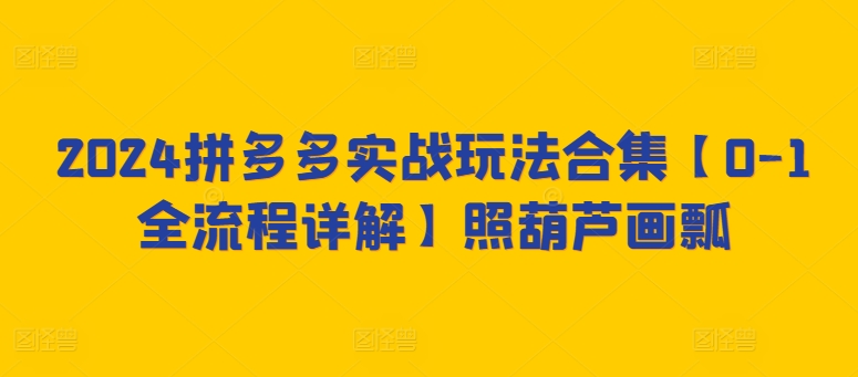 2024拼多多实战玩法合集【0-1全流程详解】照葫芦画瓢-178分享