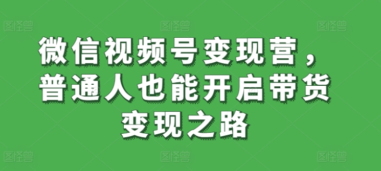 微信视频号变现营，普通人也能开启带货变现之路-178分享