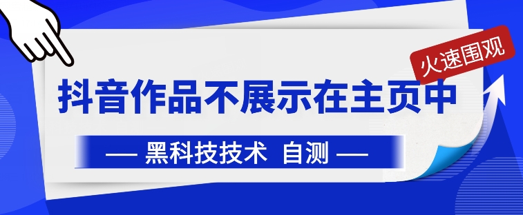 抖音黑科技：抖音作品不展示在主页中【揭秘】-178分享