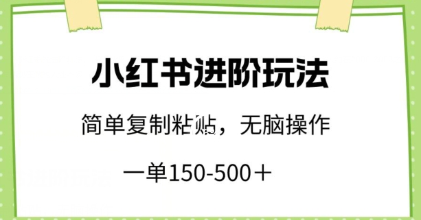 小红书进阶玩法，一单150-500+，简单复制粘贴，小白也能轻松上手【揭秘】-178分享