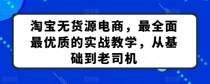 淘宝无货源电商，最全面最优质的实战教学，从基础到老司机-178分享