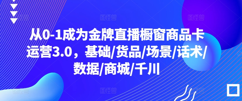 从0-1成为金牌直播橱窗商品卡运营3.0，基础/货品/场景/话术/数据/商城/千川-旺仔资源库