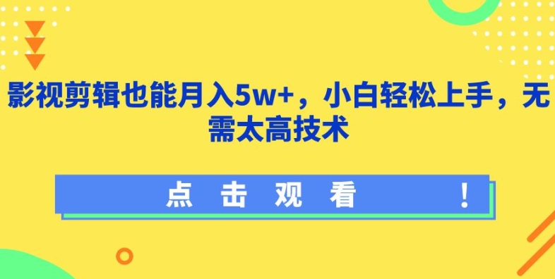 影视剪辑也能月入5w+，小白轻松上手，无需太高技术【揭秘】-178分享