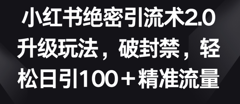 小红书绝密引流术2.0升级玩法，破封禁，轻松日引100+精准流量【揭秘】-178分享