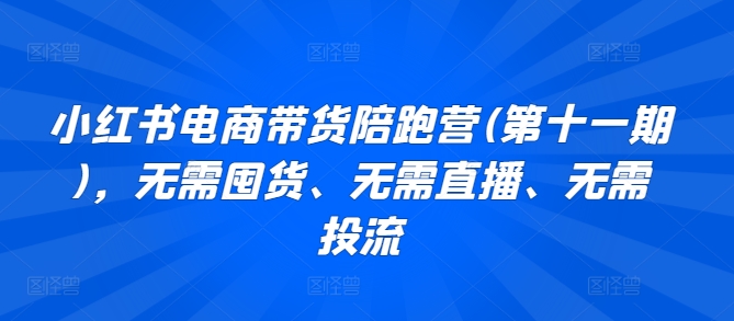 小红书电商带货陪跑营(第十一期)，无需囤货、无需直播、无需投流-旺仔资源库