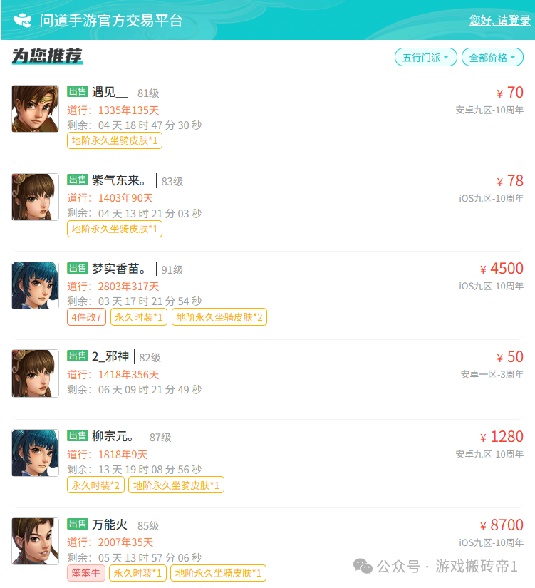 推荐4款自带藏宝阁的游戏,装备宝宝直接卖,不用找担保!